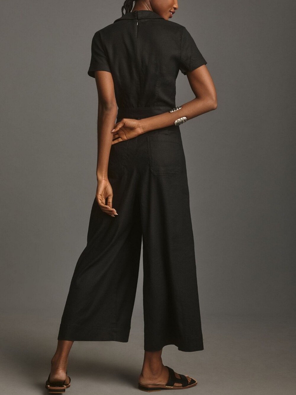 Anthropologie Maeve The Colette Wide Leg Wrap Jumpsuit In Black Magic Fabric - Picture 4 of 16